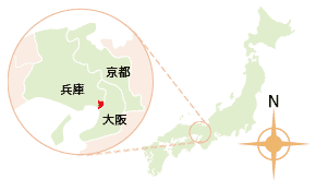 尼崎市の位置を示す図