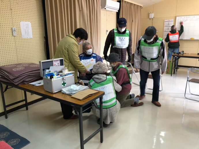 武庫第11地区自主防災会の防災避難訓練の様子