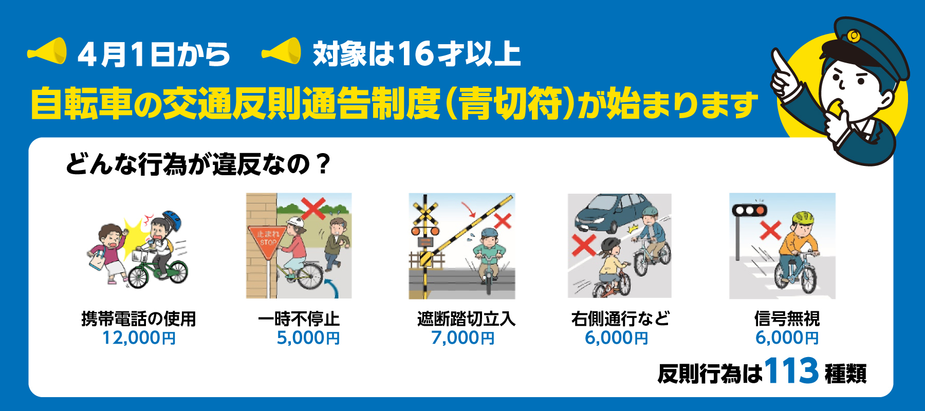 4月1日から自動車の交通反則制度（青切符）が始まります。対象は16歳以上
