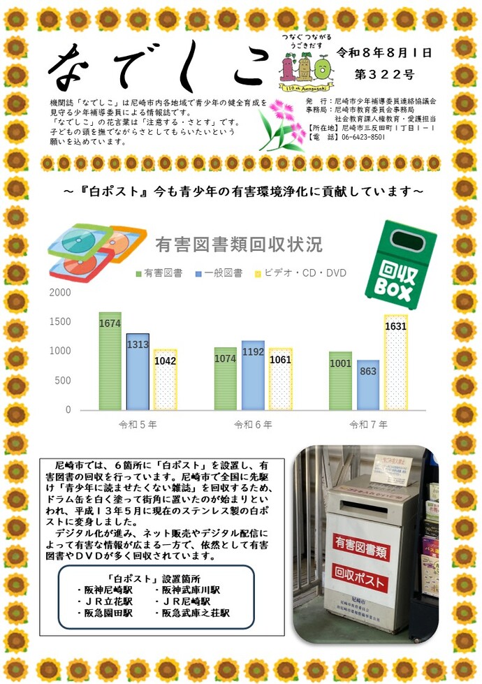 なでしこ8月号の表