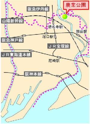 尼崎市内のどこにあるのかを示した地図