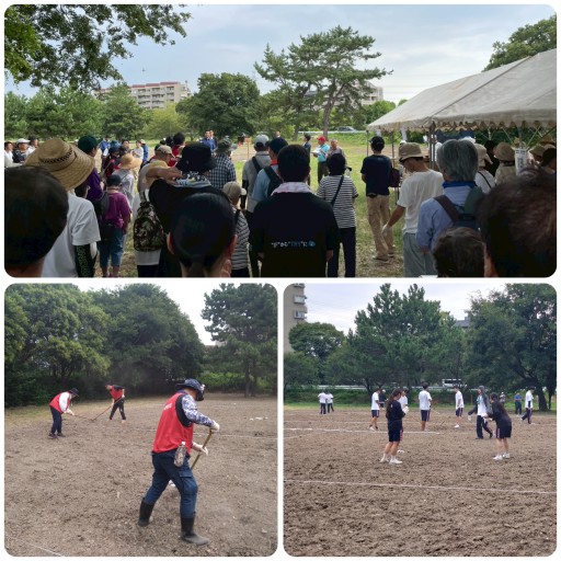武庫川髭の渡しコスモス園の種まき