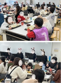 演奏会と食事風景の写真