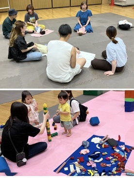 ベビーマッサージと遊びの写真