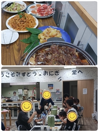 今日のメニューと会場の様子