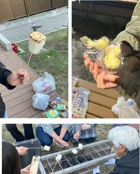マシュマロと焼き芋の写真