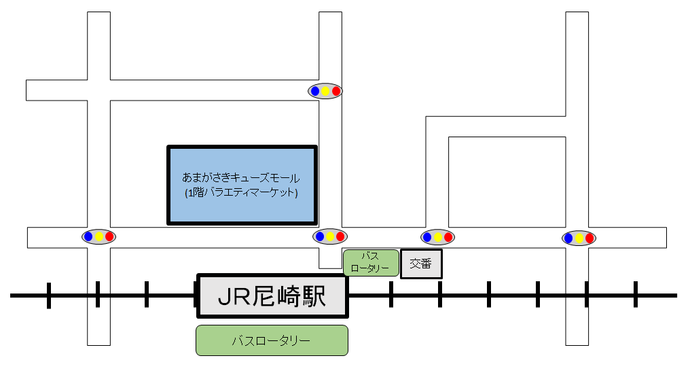 あまがさきキューズモールの周辺地図