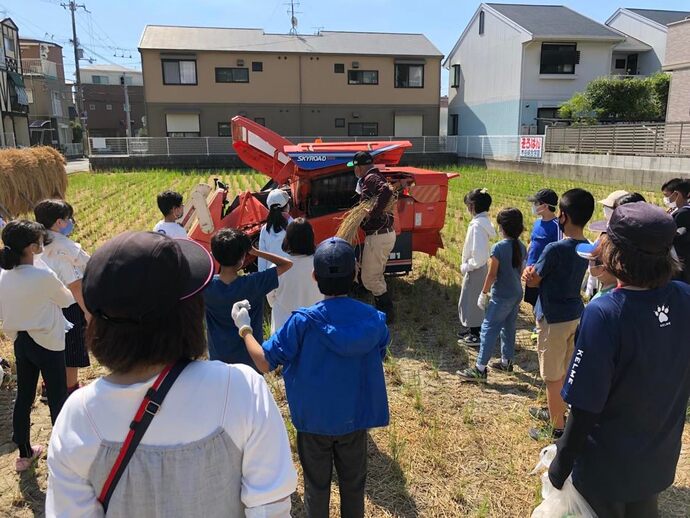 武庫庄小学校の脱穀体の様子