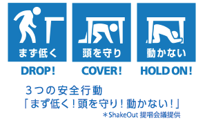 地震から身を守る3つの安全行動