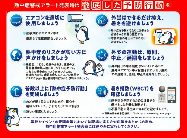 熱中症警戒アラート発表時は徹底した予防行動を！