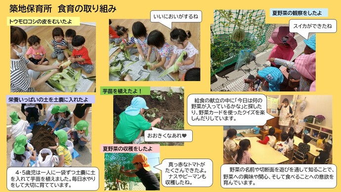築地保育所の食育活動の様子