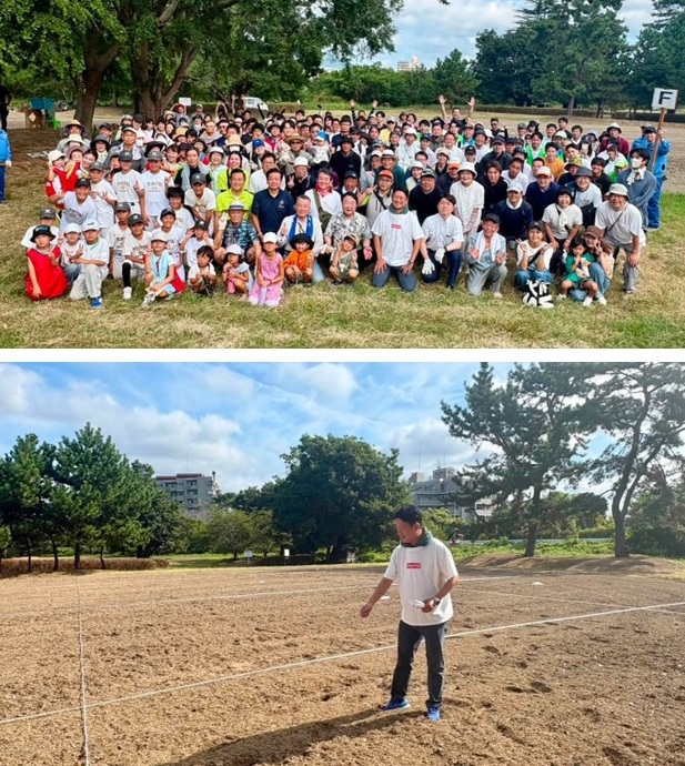 武庫川髭の渡しコスモス園の種まき