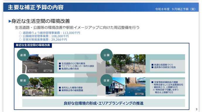 い9月議会には、補正予算も提案をします。