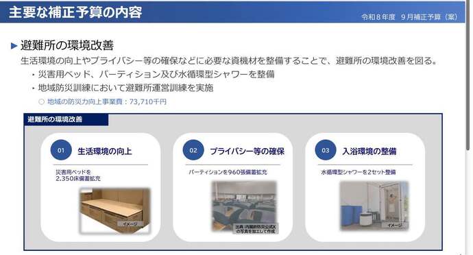 災害対応の強化に向けた補正予算