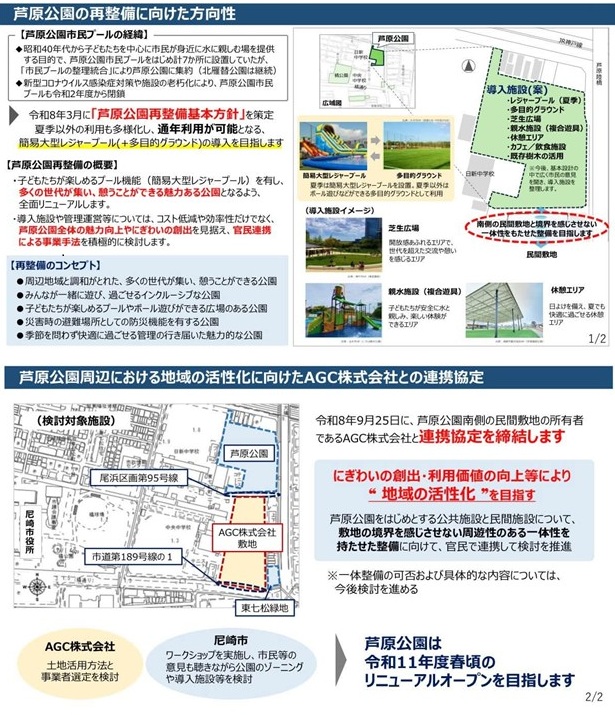 【市長定例記者会見】芦原公園の再整備に当たりAGC株式会社と連携協定締結