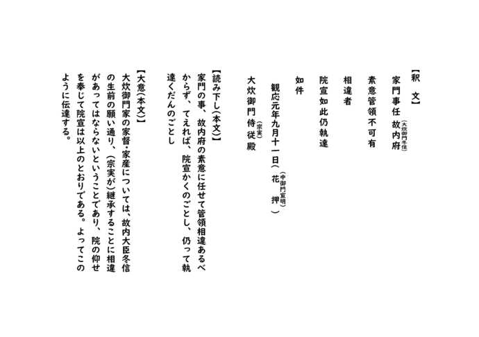 光厳上皇院宣の釈文