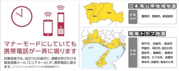 緊急速報メール留意事項